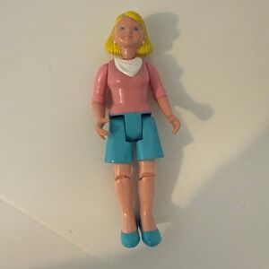 Vintage 1993 Fisher Price Loving Family Dollhouse Mom Figure Pink Blue Blonde